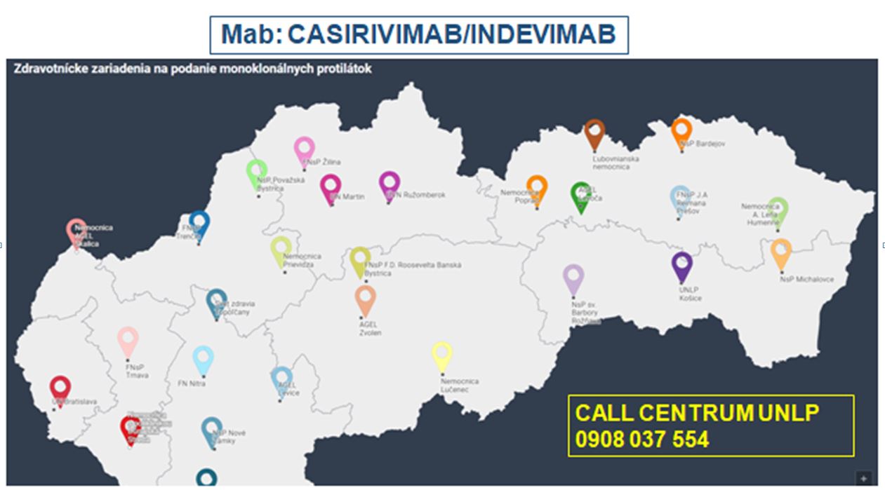 Mapa_zdravotnicke zariadenia na podanie monoklonalnych latok